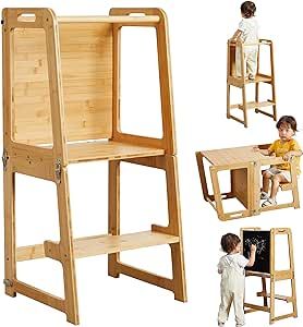 Montessori Learning Tower, Helper Stool, Kitchen Tower, Toddler Step Stool, Toddler Kitchen, Bamboo Kitchen, Toddler Table, Montessori Learning, Learning Tower