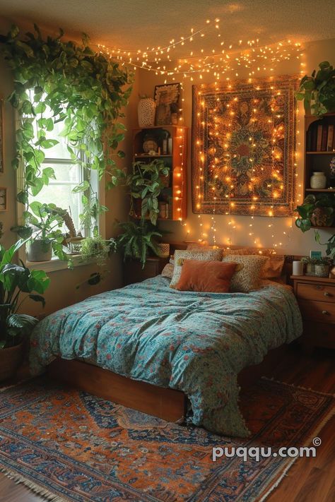 Whimsigoth Dorm Room Ideas, Whimsigoth Room Decor Ideas, Witchy Bedrooms, Bronx Bedroom, Boho Witchy Bedroom, Chic Boho Bedroom, Ideas Dormitorio, Earthy Bedroom Ideas, Hippie Elegante