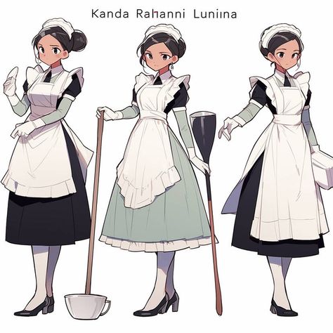 Maid Uniform Modern, Servant Clothes, Maid Outfit Anime, Clothes Cartoon, Fantasy Outfits, Fun Characters, Maid Uniform, Painting Sketch, Go To Movies