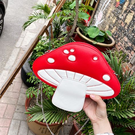 Mushroom Bag, Bag Interior, Fashion Decoration, Bag Summer, Sweet Lolita, Chain Shoulder Bag, Catsuit, Purple Green, Red Fashion