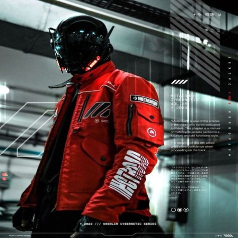 Elevate your style with KRMLN's cyberpunk jackets! From the limited METACRUSH Biker Jacket to the waterproof windproof KRMLN Type jackets, we've got your back. Stay cozy with KREMLIN Tactical Sherpa Jacket. Unisex sizes available. #KRMLN #CyberpunkFashion #BikerJacket #Waterproof #Unisex #LimitedEdition Red Techwear, Techwear Men, Techwear Jacket, Geek Chic Fashion, Tech Wear Fashion, Techwear Fashion, Cyberpunk Clothes, Cyberpunk Fashion, Cyberpunk Style