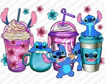 Stitch Sublimation Designs, Disney Sublimation Designs, Stitch Sublimation, Stitch Coffee, Stitch Png, Cartoon Png, Disney Collage, Stitch Cartoon, Cute Stitch