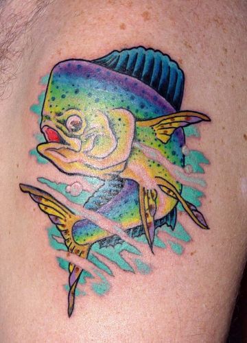 Mahi tattoo Mahi Mahi Tattoo, Mahi Tattoo, Fishing Tattoo, Mahi Fish, Lighthouse Tattoo, Fish Tattoo, Fish Drawings, Mahi Mahi, Symbolic Tattoos