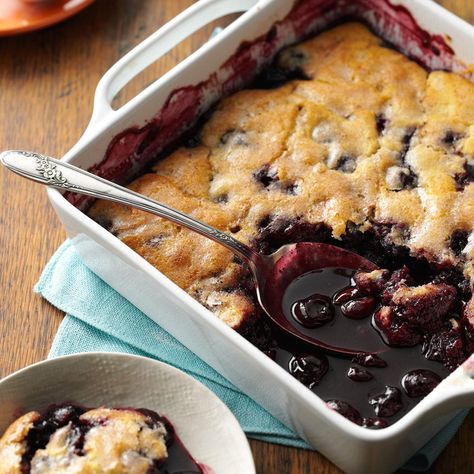 Almond Cherry Cobbler Recipe -This bubbling cherry cobbler is one of my favorite dishes. Serve warm with vanilla ice cream or whipped cream. — Melissa Wagner, Eden Prairie, Minnesota Cherry Cobbler Recipe, Blackberry Cobbler Recipe, Blackberry Recipes, 8x8 Pan, Berry Cobbler, Blackberry Cobbler, Cake Mug, Blueberry Cobbler, Paleo Desserts