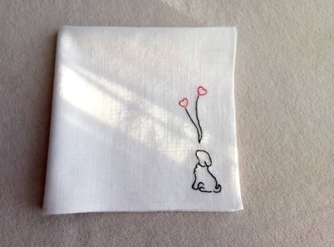 Handkerchief Diy, Mens Handkerchief, Handkerchief Embroidery, Handkerchief Wedding, White Handkerchief, Clothes Embroidery Diy, Anniversary Gift For Husband, Hearts Valentines, Embroidered Handkerchief