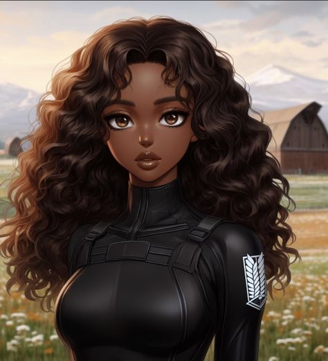 Black girl in aot⚔️ Aot Oc, Natural Hair Art, Color Drawing Art, Black Goddess, Black Anime Characters, Black Cartoon, Black Art Pictures, Fan Art Drawing, Black Aesthetic Wallpaper