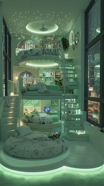 Room Ideas Aesthetic Two Beds, 2 Beds Bedroom Ideas, Kids Room Bed Design, Cute Bunk Beds, Coolest Bedrooms, Biggest Bed, Bunk Bed Room Ideas, Interior Room Design, Amazing Bedrooms