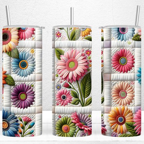 Quilting Flowers, Menue Design, Quilt Squares, Colorful Bouquet, Image Editing Software, Printable Vinyl, Tumbler Wrap Png, Tumbler Design, Tumbler Sublimation