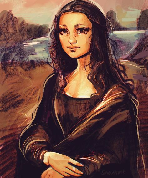 By: smoustart Mona Lisa Drawing, Master Artists, Art Prompts, Anime Sketch, Art Inspiration Drawing, Art Tutorials, Mona Lisa, Anime Art, Acrylic Painting