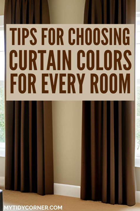 curtain color ideas for home How To Pick Curtains Living Rooms, Curtains For Brown Bedroom, Curtains For Dark Room, Curtain Ideas For Dark Green Walls, Curtains For Dark Brown Furniture, Curtains With Wood Paneling, Walmart Sheets As Curtains, Long Or Short Curtains Living Rooms, Single Panel Curtain Ideas Bedroom