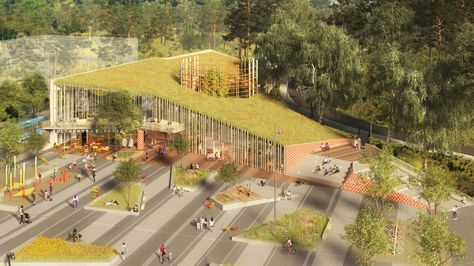 Sweco's Kulturkorgen Offers Gothenburg a Basket of Culture Sweco Architects, Green Roof Benefits, World Architecture Festival, Bibliotheque Design, Public Square, Green Architecture, Cultural Architecture, Glass Facades, Rooftop Garden