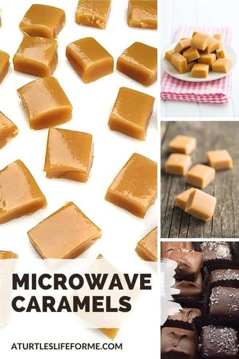 Homemade caramel doesn't need to be hard! I'll teach you how to make caramel in the microwave with this super easy microwave caramel recipe. This is seriously the easiest caramel recipe ever - and still super delicious! Easy Microwave Caramels, Microwave Carmels Easy, Homemade Carmels Easy Microwave, Microwave Caramels Easy, 6 Minute Caramel Recipe, Microwave Toffee Recipe, Make Caramel, Small Batch Caramel, Easy Caramel Recipe