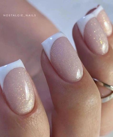 Frenski Nokti, Sparkly French Nails, Unique French Manicure, Modern French Manicure, Glitter French Nails, Wow Nails, Romantic Nails, French Manicure Nails, Simple Gel Nails