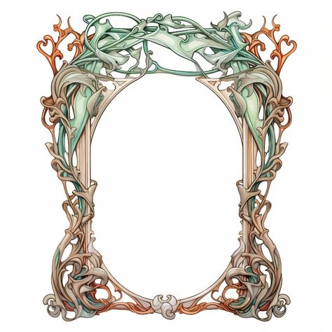 Art Nouveau Frames And Borders, Circular Art, Victorian Frame, Empty Frames, Art Nouveau, White Background, Art Inspiration, Pure Products, Drawings