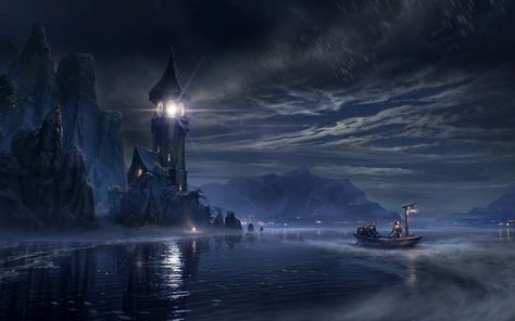 ESO 1.6.6 Loading Screens - Album on Imgur Elder Scrolls Online Art, Castle Illustration, Elder Scrolls Art, Castle Painting, Lighthouse Art, Elder Scrolls Online, Horse Silhouette, The Elder Scrolls, Fantasy City