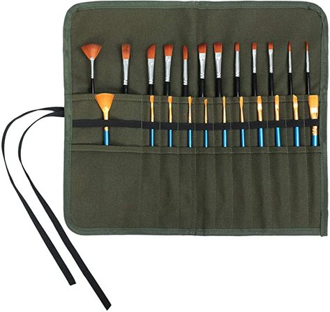 Roll Up Design, Pencil Organizer, Pencil Bag, Pouch Organizer, Watercolor Brushes, Pen Refills, Pencil Bags, Artist Paint, Waxed Canvas