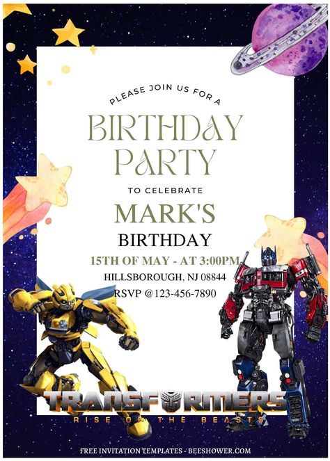 Cool (Free Editable PDF) Awesome Transformers Baby Shower Invitation Templates Transformers Birthday Invitations, Transformers Birthday Parties, Transformers Birthday, Free Printable Baby Shower Invitations, Monster Inc Birthday, Curious George Birthday, Frozen Birthday Invitations, Transformer Birthday, Disney Frozen Birthday