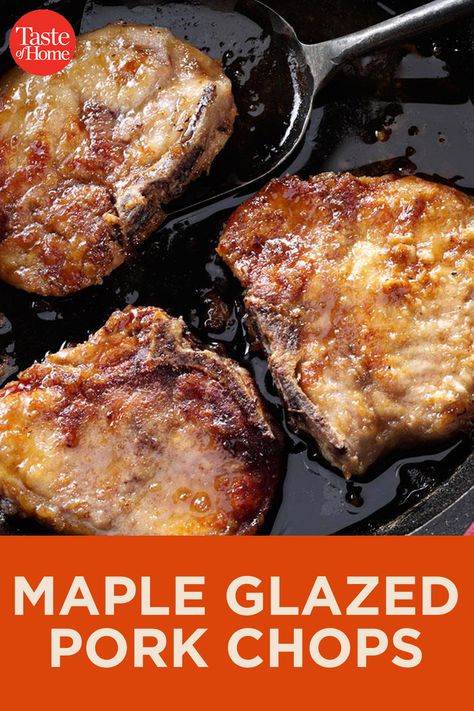 Pork Chop Recipes Maple Syrup, Maple Glaze Pork Chops, Maple Syrup Pork Chops, Maple Glazed Pork Chops, Maple Pork Chops, Glazed Pork Chops Recipes, Maple Pork, Barbie Foods, Au Gratin Potatoes