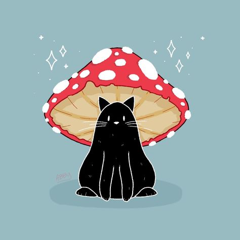 Mushroom Cat Drawing, Background Mushroom, Aesthetic Animated, Animated Cute, Mushroom Wallpaper, Wallpaper Free, Cat Drawing, Full Hd, Cute Wallpapers