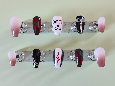 Danganronpa Nail Art, Danganronpa Nail Designs, Danganronpa Nails, Anime Nails, Nagito Komaeda, Unique Acrylic Nails, Birthday Nails, Cosplay Makeup, Danganronpa