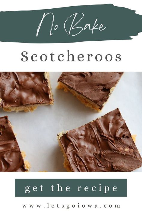 Chocolate Scotcheroos, Iowa Recipes, Scotcheroos Recipe, Peanut Butter Rice Crispies, Rice Crispy Cereal, Butter Rice, Butterscotch Chips, Dessert Bar, Easy Baking Recipes