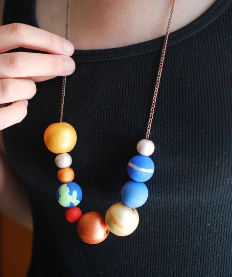 Make a Stellar Solar System Necklace // wild olive for handmade charlotte Tata Surya, Solar System Necklace, Solar System Projects, Handmade Charlotte, Diy Jewelry Projects, Reggio Emilia, Space Theme, A Necklace, Space Crafts