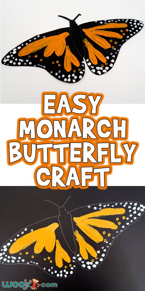 Easy Monarch Butterfly Craft | Woo! Jr. Kids Activities Monarch Butterfly Template, Monarch Butterfly Craft For Kids, Butterfly Crafts For Toddlers, Monarch Butterfly Craft, Monarch Butterfly Art, Butterfly Crafts Preschool, Insect Study, Butterfly Festival, Butterfly Lessons