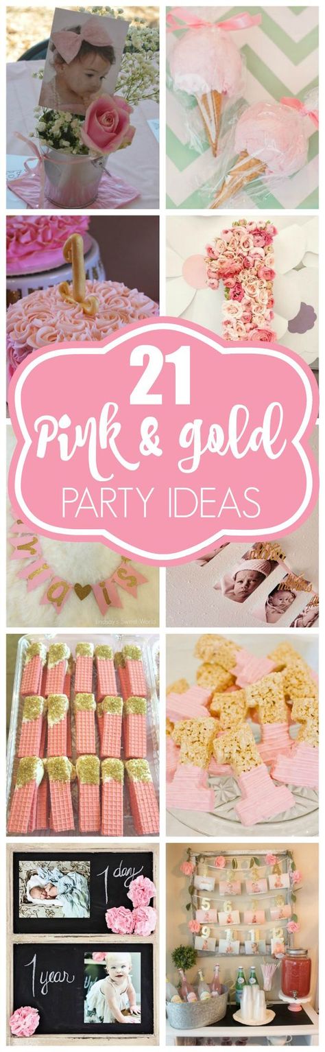 21 Pink and Gold First Birthday Party Ideas | Pretty My Party | Bloglovin’ Pink And Gold One Year Birthday, Pink And Gold Party Ideas, Gold Party Ideas, Gold First Birthday Party, Pink And Gold Party, Pink And Gold First Birthday, Party Ideas For Girls, Pink Gold Party, First Birthday Party Ideas