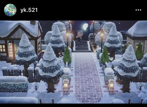 Acnh Villager Yard Ideas Winter, Winter Acnh Entrance, Acnh Winter Neighborhood, Animal Crossing Street Path, Acnh Winter Villagers, Animal Crossing Snowy Island, Dark Academia Photos, Pink Island, Motif Acnl