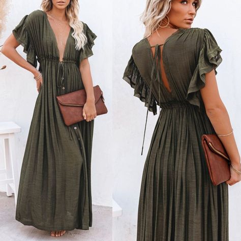 Reposhing This Item I Purchased From @Shop_fig. Never Wore It Cleaning Out Closet. Questions? Leave A Comment Below!. Boho Cocktail Dress, Maxi Summer Dress, Long Green Dress, Plus Size Maxi Dress, Maxi Dress Summer, New Bohemian, Valentines Lingerie, Bohemian Maxi Dress, Hippie Dresses