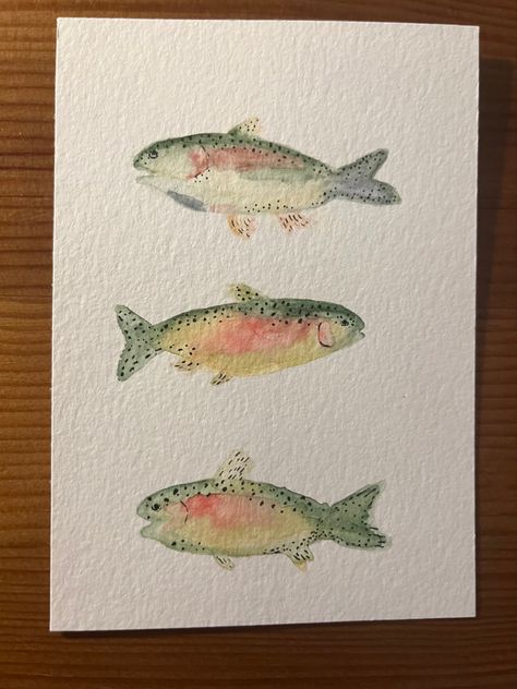 Watercolor Ideas For Beginners Aesthetic, Watercolor Fish Painting Simple, Watercolour Fish Easy, Watercolor Fish Art, Watercolor Fish Tutorial, Easy Water Coloring Art, Fish Watercolor Painting Easy, Easy Beginner Watercolor Painting, Easy Beginner Watercolor Ideas