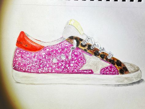 Sneakers Drawing, Goose Sneakers, Golden Goose Sneakers, Golden Goose, Golden Goose Sneaker, Drawing Ideas, Pencil Drawings, Pencil, Sneakers