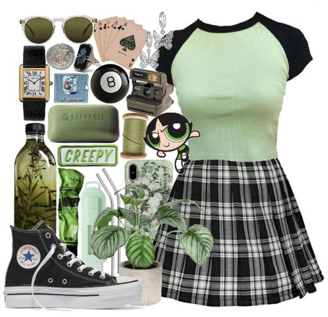 Buttercup (Powerpuff Girls) Outfit | ShopLook Buttercup Aesthetic Outfit, Buttercup Costume Ideas, Buttercup Inspired Outfit, Buttercup Outfit Ideas, Buttercup Powerpuff Girls Outfit, Powerpuff Girls Outfit Ideas, Buttercup Powerpuff Girls Costume, Powerpuff Girls Inspired Outfits, Powerpuff Girls Costume Diy