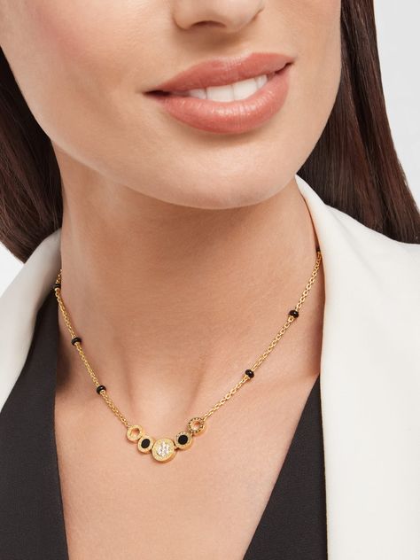 BVLGARI MANGALSUTRA Necklace 358425 | BVLGARI Mangalsutra Bracelet, Mangalsutra Chain, Black Beads Mangalsutra, Choker Necklace Designs, Black Beads Mangalsutra Design, Diamond Mangalsutra, Gold Mangalsutra Designs, Gold Mangalsutra, Mangalsutra Designs