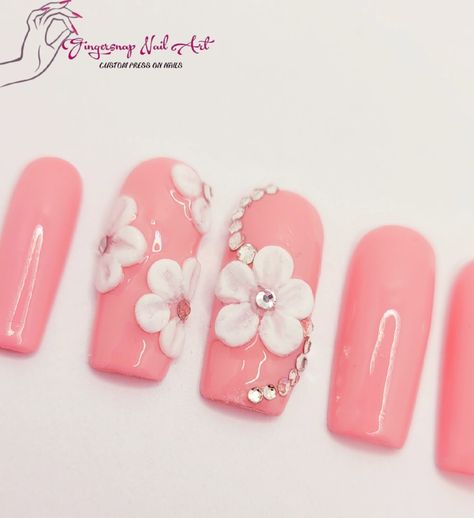 Gel Ideas, Polymer Flowers, Spring Nail Art, Acrylic Nails Coffin Short, Flower Nail Art, Acrylic Nails Coffin, 3d Nail, Nails Coffin, 3d Nail Art