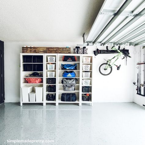 Billy Bookcase Garage Storage, Ikea Garage Hacks, Small Garage Organization Ideas, Easy Garage Organization Ideas, Cheap Garage Organization, Bookcases Ikea, Garage Organization Cheap, Ikea Garage, Small Garage Organization