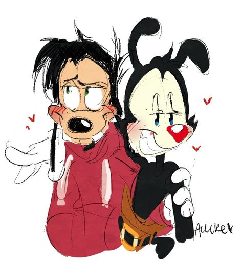 Yakko X Max Goof, Yakko Wakko And Dot, Wakko Warner, Animaniacs Characters, Warner Siblings, Dot Warner, Max Goof, Oswald The Lucky Rabbit, Cartoon Heart