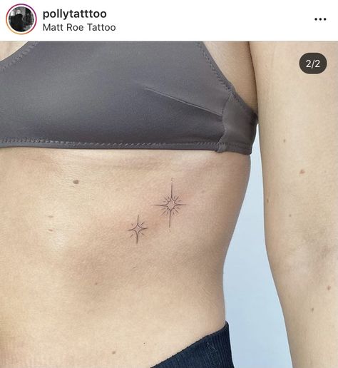 Star Tattoos On Ribcage, Star Tattoo Ribcage, Ribcage Star Tattoo, Star Tattoo Ribs, Stars Tattoo Ribs, Star Tattoo Side Rib, Stars Rib Tattoo, Stars On Ribs Tattoo, Rib Star Tattoo