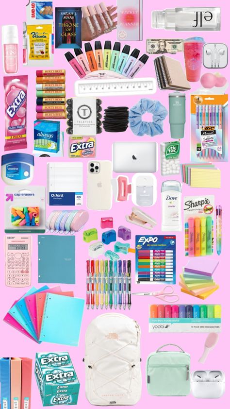 How To Pack A Backpack For School, Highschool School Supplies List, Things To Buy For School, Back To School Supplies Highschool, Locker Supplies, Back To School Stuff, High School Essentials, School Locker Organization, Schul Survival Kits