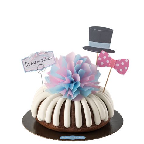 Baby Gender Reveal Bundt Cake Cake Gender Reveal, Nothing Bundt, Nothing Bundt Cakes, Lemon Bundt Cake, Sport Cakes, Cake Sizes, Gender Reveal Cake, White Chocolate Raspberry, Bundt Cakes