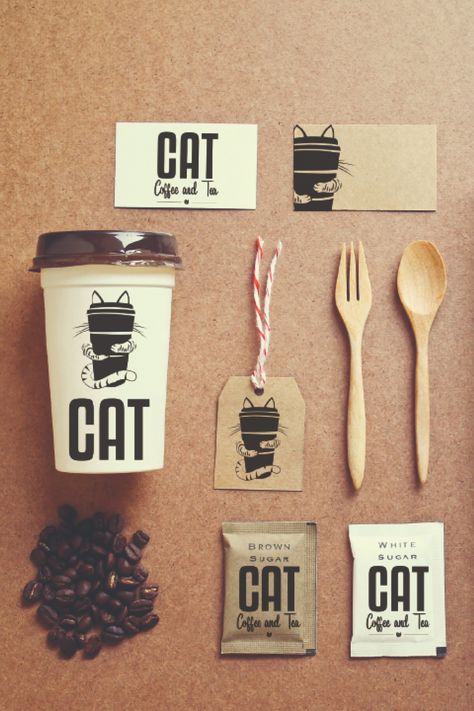 The name of this little cafe is CAT which is the abbreviation of  Coffee and Tea. Coffee and cats bring us a lot of fun so branding for this company is also full of positivity and fun.  _______________________________________________ #logo #ideas #inspiration #branding #design #graphic #portfolio #typography #cafe #coffee #freelancer Pet Cafe Logo, Coffee Brand Names Ideas, Cat Cafe Branding, Cat Cafe Design, Cafe Plan Architecture Coffee Shop, Pet Coffee Shop, Cafe Names Ideas Logo, Cat Cafe Ideas, Cat Cafe Interior