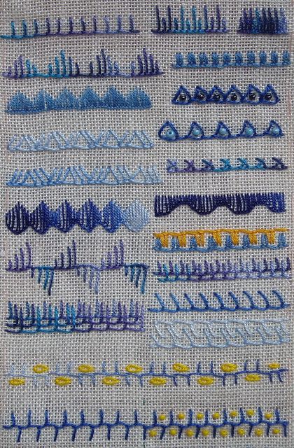 Crazy Quilt Stitches, Embroidery Sampler, Basic Embroidery Stitches, Embroidery Stitches Tutorial, Pola Sulam, Sewing Embroidery Designs, 자수 디자인, Quilt Stitching, Crewel Embroidery