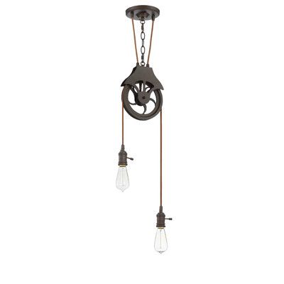 Look what I found on Wayfair! Pulley Light Fixture, 2 Light Pendant, Pulley Light, Hanging Light Bulbs, Cylinder Lights, Aged Bronze, Transitional Pendant Lighting, Multi Light Pendant, Diy Lamp