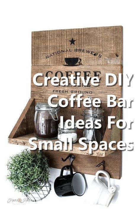 Looking to create a cozy coffee nook in your small space? Check out these creative DIY coffee bar ideas for small spaces. From repurposed shelves to compact carts, these ideas will help you design the perfect coffee corner to enjoy your daily brew. Get inspired and start crafting your own coffee bar today! Coffee And Wine Bar Ideas Small Spaces, Wine And Coffee Bar, Clever Coffee, Diy Coffee Bar, Coffee Bar Design, Coffee Nook, Small Space Diy, Coffee Corner, Bar Set Up