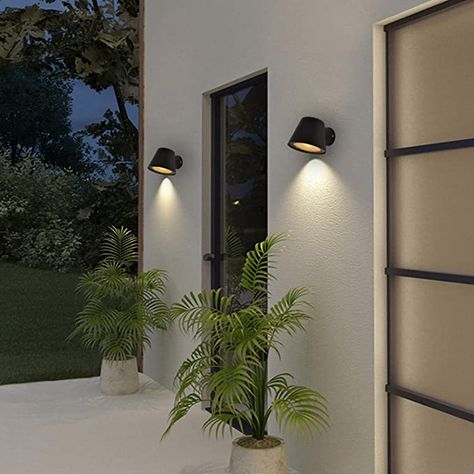 Outdoor Landscape Modern Wall Mount Light Fixture Metal Black Exterior Porch Gu10 Holder，Led 3000k Warm White Round Sconce Lamp Art Decor Garden, Backyard Lighting(Included Bulb): Amazon.co.uk: Lighting Design Exterior, Transitional Decor, Outdoor Wall Lamps, Black Exterior, Design Minimalista, Outdoor Lamp, Outdoor Wall, Outdoor Wall Lighting, Outdoor Walls