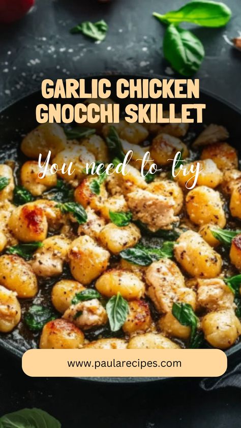 One skillet, endless flavor! This Garlic Chicken Gnocchi Skillet is your go-to for a cozy, delicious dinner that's ready in no time. 🌟🍗
#OneSkilletMeal #GarlicLoversUnite #CreamyGnocchi #EasyComfortFood #QuickDinnerFix #WeeknightStaple #HeartyAndDelicious #SavoryAndSimple #FamilyMealFav #DinnerInMinutes Date Night Gnocchi, Chicken Thigh And Gnocchi Recipes, Easy Gnocchi Recipes Dinners, Chicken Recipes With Gnocchi, Gnocchi Recipes Non Dairy, What To Serve With Gnocchi Dinners, Chicken Gnocchi Recipes Crock Pot, Easy Gnocchi Dinner Recipes, One Pan Chicken Gnocchi