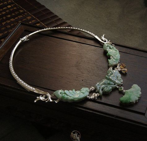 Chinese Jewelry, Neck Jewellery, Ancient Jewelry, Fancy Jewellery, Jade Jewelry, Fantasy Jewelry, Girly Jewelry, Dream Jewelry, Pretty Jewellery