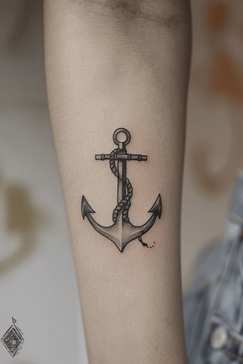 Stylish Anchor Tattoo Ideas for Timeless Designs Navy Boat Tattoo, Fair Winds And Following Seas Tattoo, Simple Anchor Tattoo Design, Ancore Tattoo, Anker Tattoo For Women, Anchor Forearm Tattoo, Nautical Tattoo For Women, Small Anchor Tattoos For Women, Seaman Tattoo Design