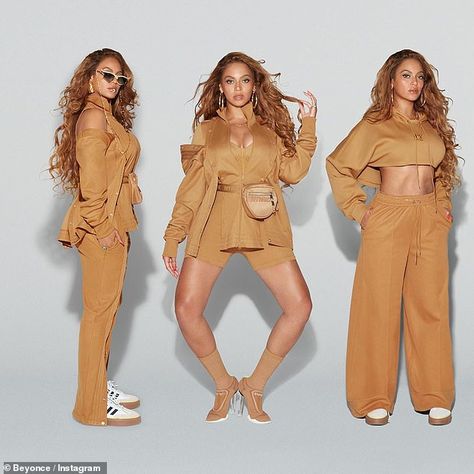 Beyonce models a slew of honey-toned pieces from her upcoming Adidas x Ivy Park range | Daily Mail Online Beyoncé Ivy Park, Beyonce Instagram, Queen Bee Beyonce, Beyoncé Giselle Knowles-carter, Beyoncé Giselle Knowles, Beyonce Queen, High Fashion Outfits, Womens Style, Ivy Park