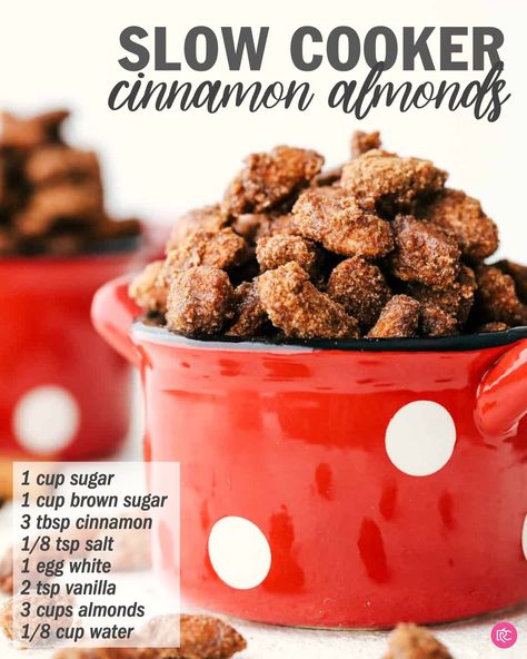 Recipe here:... - The Recipe Critic Slow Cooker Cinnamon Almonds, Candied Almonds Crockpot, Slow Cooker Almonds, Gift Recipes, Candied Almonds, Cinnamon Pecans, The Recipe Critic, Recipe Critic, Cinnamon Almonds